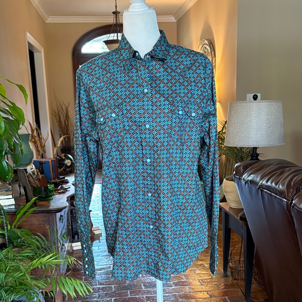 Roper Geometric Patterned Western Snap Front Shir… - image 2